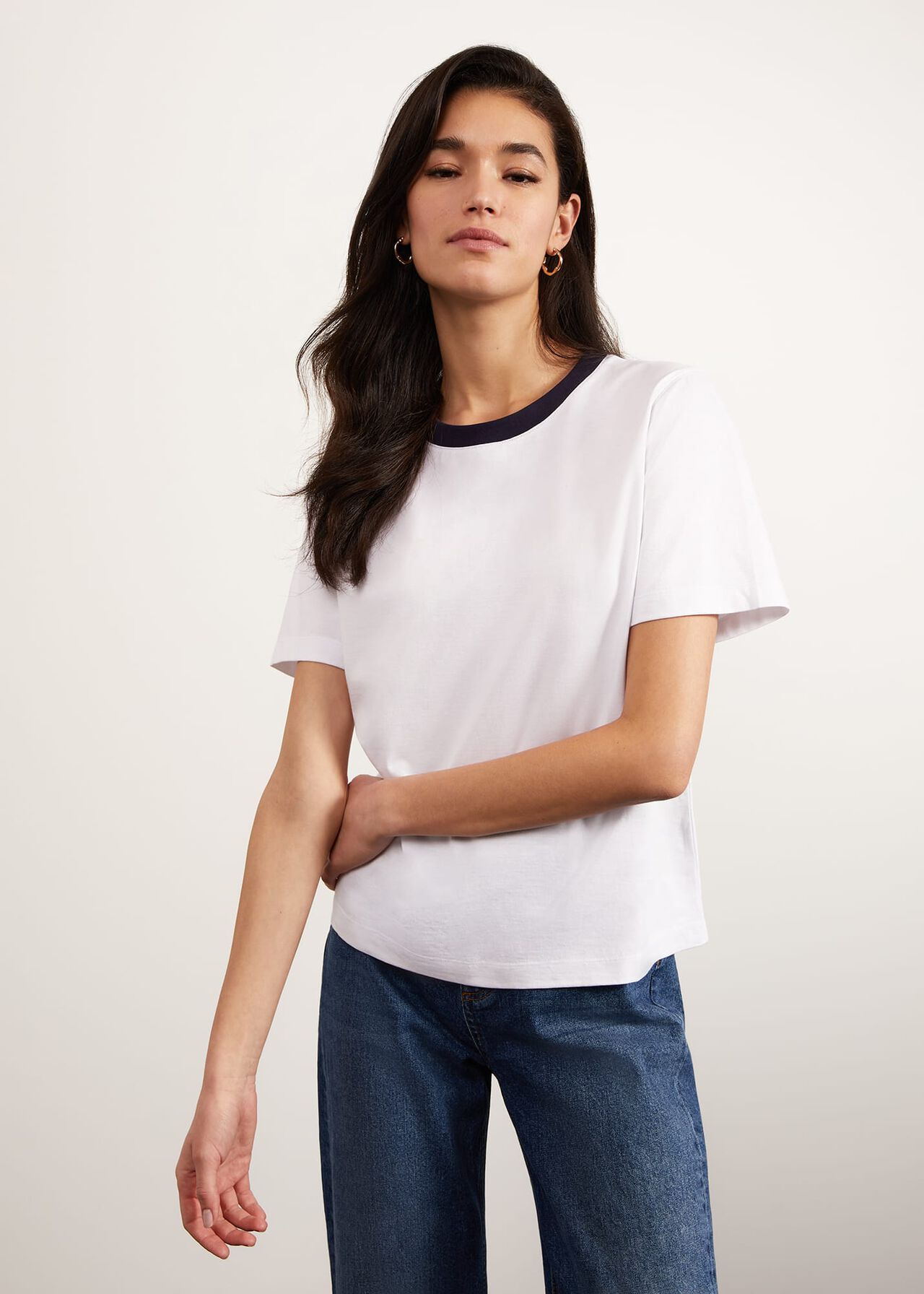 Holbrook Cotton T-Shirt, Ivory Navy, hi-res
